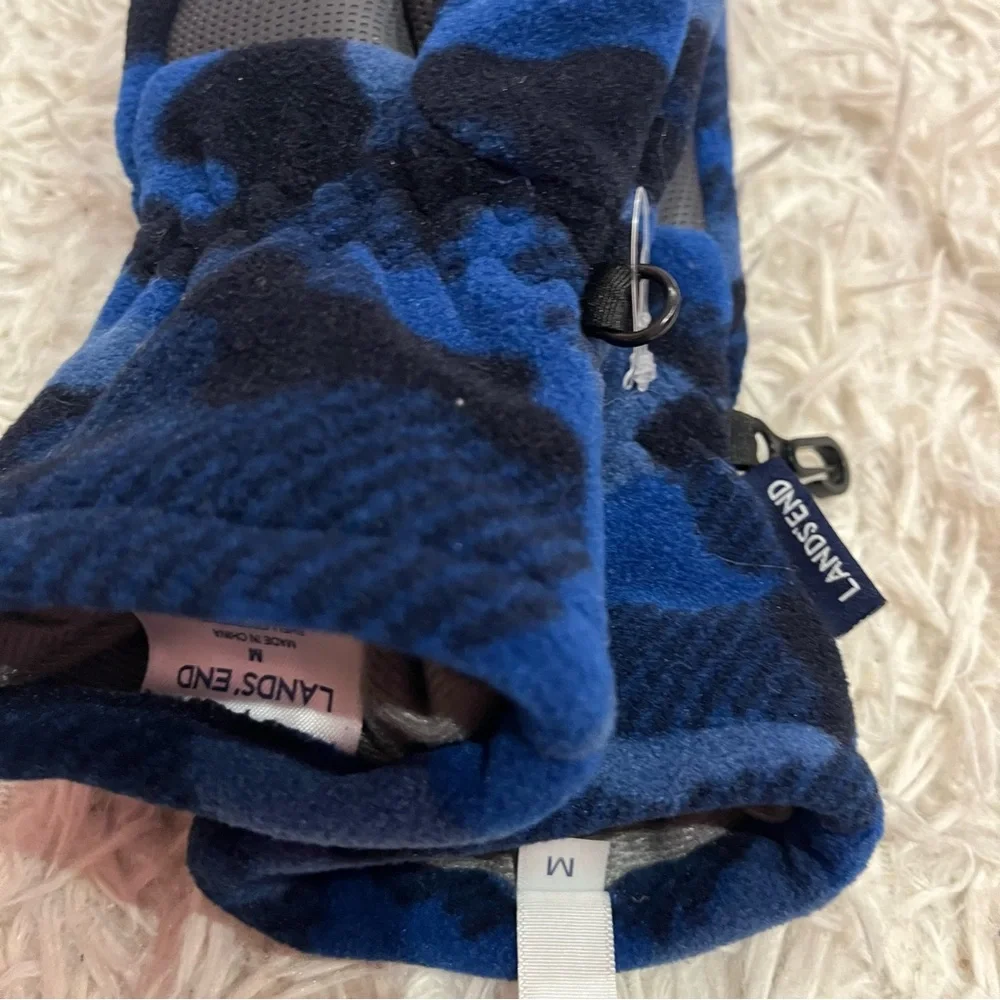 Lands’ End Kids Fleece Gloves Size Med Blue Camo